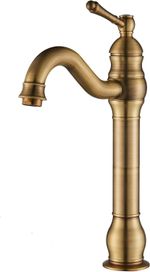 Antique Brass Bathroom Sink Tap Single Handle 360° Rotable Spout Deck Mounted Mi