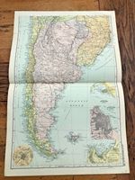 1890 large double page map - g.w. bacon the strand london .south america . south