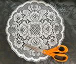 Large 12" Vintage Nottingham Lace Cotton Blend Doily White BN Wedding Decor