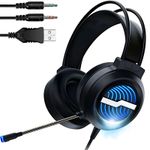 Gaming Headset Microphone Surround Sound Streaming PC PS5 XBOX RGB USB Headphone