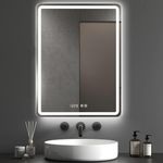 Bathroom Mirror with LED Lights Clock LED bathroom mirrors with Anti-Fog
