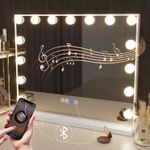 Hollywood Large Makeup Mirror Bluetooth  Touchscreen 15 Dimmable LED Bulbs 46*58