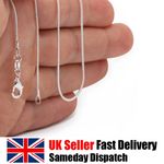 925 Sterling Silver Stamp Shiny Snake Chain Necklace UK Stock Same Day Dispatch