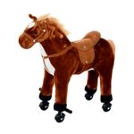 HOMCOM Kids Walking Ride on Horse Toy Plush Walk Pony with Wheels Sound