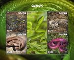 SNAKES Reptiles/Animals/Wildlife/Snake MNH 4v-Stamp Sheet #85 (2020 Liberia)
