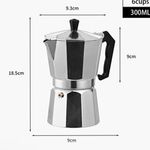 6 Cup 300ml Aluminium Moka Pot Stovetop Espresso Maker Silver/Black Gas/Electric