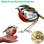 Handmade Recycled Steel Robin Bird Figurine Unique Portable Scrap Metal Art