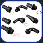 Black Plastic BSP x Hose Tail Fittings Female & Male - Pool/Pond Water Pipe Pump