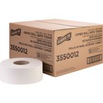Genuine Joe Jumbo Roll Dispenser Bath Tissue, 2 Ply, 8.88" Roll Diameter, White 