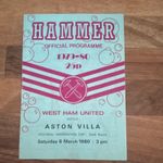 West Ham United v Aston Villa FA Cup Sixth Round Programme 1979-80