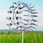 Kinetic Metal Windmill 3D Wind Powered Kinetic Sculpture Lawn Metal Wind Spinner