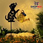 Solar Powered LED String Light Watering Can Hollow Outdoor Garden Art Lamp DOG