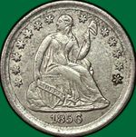 1856 Seated Liberty Half Dime Almost Uncirculated AU Coin #38749
