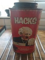Vintage HACKS Cough Sweets Tin 5lb Advertising Can White Hudson & Co Southport