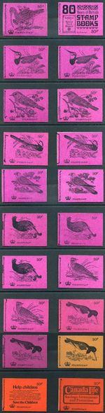 1971-74 QEII Decimal “Birds" 30p Stitched Booklets DQ56-74