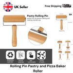 Small Wooden Rolling Pin with Handle Non Stick Dough Roller Kitchen Baking Tool
