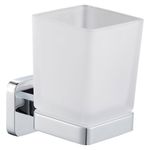 Nuie Trisen Polished Chrome Tumbler Holder & Glass Tumbler Wall Mounted Bathroom