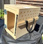 Wooden Rabbit Carrier Crate Case with Mesh Front Door, Ventilation & Handles