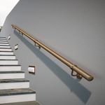 Rothley Handrail Antique Brass Kit Indoor Banister Rail 3.6m Easyfit Fixings