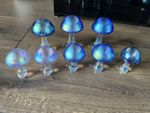 Set of Eight  Vintage Heron Glass Toadstools/ Mushrooms 3 x 13cm,  5 x 9cm
