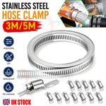 3M/5M Stainless Steel Hose Clamp Adjustable Jubilee Type Clips with Fasteners UK