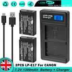 2× LP-E17 Battery For Canon EOS M5 M6 750D 760D 200D 800D KISS X9 + Dual Charger