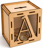 Personalised Wooden Letter Money Box Initial Savings Bank Kids Baby Gift