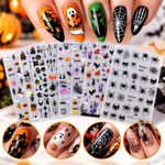 Halloween Nail Art Stickers Pumpkin Ghost Black Cat Bat Spider Spooky Decal