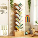 12 Tier Tree Bookshelf Tall Floor Standing Book Shelf Tall Bookcase Living Room