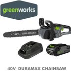 Cordless 40V Chainsaw Greenworks Duramaxx with battery and charger