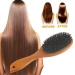 Boar Bristle Hair Brush, 100% Soft Natural Bristles for Thin and Fine Hair UK