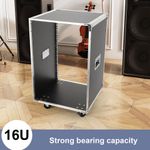 16U Universal Open Frame Rack Cabinet with Wheels 19'' AV Equipment Holder Rack