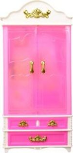 1x Pink Fashion Doll Sized Plastic Bedroom Wardrobe Furniture UK Seller
