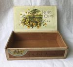 Vintage Collectable King Cups Flor Fina Empty Colorado Wooden Cigar Box