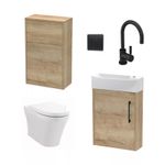 Winshill Cloakroom Bundle - Left Wall Hung Vanity Unit, Concealed Cistern WC Uni