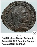 GALERIUS as Caesar Authentic Ancient 310AD Genuine Roman Coin w GENIUS i88840