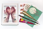 Natural FRESH Darkest Brown Henna & Glitter Cone Tattoo Kit Designs Stencils JJ
