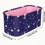 Portable Foldable Bath Tub with Blue Star Pattern, Approx. 110 x 62 x 49cm