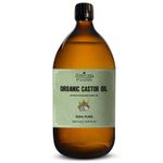 Organic Castor oil 1000ml 100% Natural - Glass Bottle, Cold pressed, Hexane Free