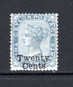 (172)   Ceylon QV 1885 (Wmk CC, p14) Surch 20c. on 32c. Dark Grey SG166a M/Mint 