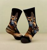LOVELY PAIR OF SOCKS WITH GERMAN SHEPHERD AND PUPPY ALSATIAN ALSATION