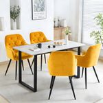 Wooden Dining Table and 4PCS Velvet Chairs set for Kitchen Dining Room Office
