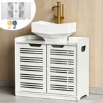 White Under-Sink Bathroom Basin Cabinet with Wood Finish - Space-Saving Storage