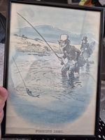 Framed Johnnie Walker Tom Browne Artist Title 'Fishing 1890' Print Whisky