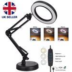 LED Large Lens Lighted Lamp Top Desk With 10x Magnifier Magnifying Glass 3 Level