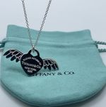 Tiffany & Co.  Sterling Silver Pendant Return to Angel Heart Wings Necklace 17"