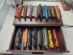 Knife Display Case Cabinet 16+ Walnut Wood Pocket Knives EDC Conceal Shadow Box