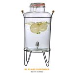 8L Glass Vintage Beverage Drinks Dispenser on Metal Stand Cocktail Jar with Tap