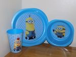 Despicable Me / Minions 3 Piece Dinner Set - Blue Plate, Bowl & Tumbler NEW