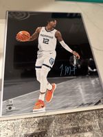 JA MORANT Signed Memphis Grizzlies 16x20 Beckett Witnessed Beautiful In Blue